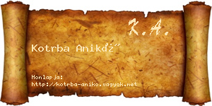 Kotrba Anikó névjegykártya